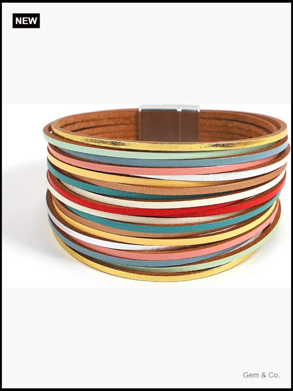 Boho Braided Leather Wrap Bracelet Women's 7.6" Strand Zinc Clasp Jewelry